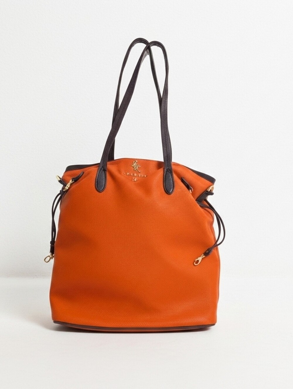 Orange Tote Bag with Dark Brown Trim - Women